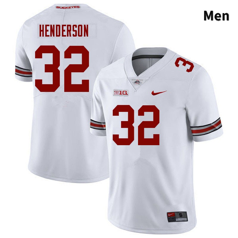 Ohio State Buckeyes TreVeyon Henderson Men's #32 White Authentic Stitched College Football Jersey